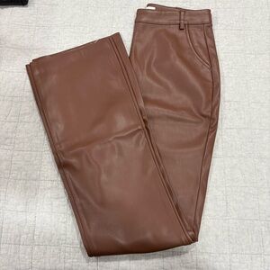 Meshki Tyra Straight Leg Faux Leather Pant Chocolate Brown 31” Size Medium